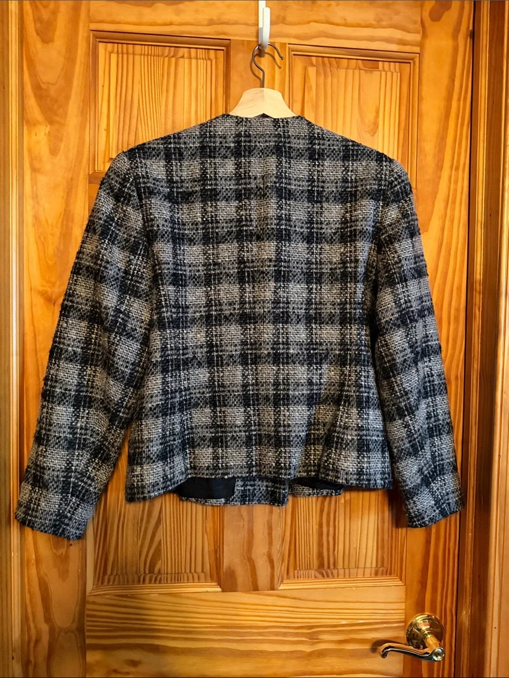 Pendleton Vintage Black & Gray Plaid Boxy Wool Jacket